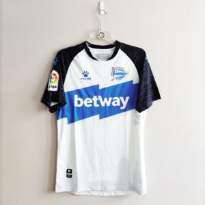 Koszulka piłkarska trzecia klubu Deportivo Alaves z sezonu 2019-20 w kolorze biało-niebieskim marki Kelme.